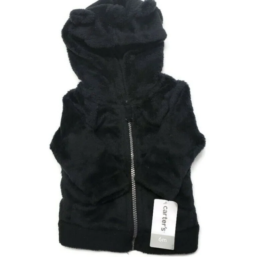 Carters Baby Unisex Hooded Sherpa Sweater Jacket Full Zip Soft Size 6 Months